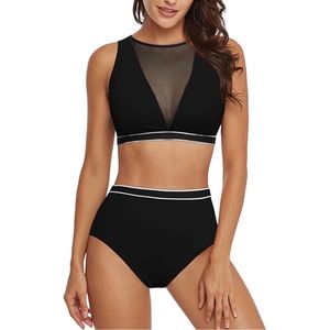 Women’s Two Piece High Waisted Swimsuit Tummy Control Bikini Set S NWOT